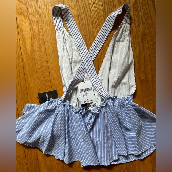 FOREVER21 striped cross back summer tank top US M - Picture 3 of 4